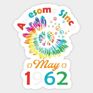 Funny Birthday Quote, Awesome Since May 1962, Retro Birthday Sticker